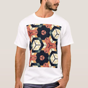 Camiseta Padrão Geométrico Colorido da Praça Hexagágona
