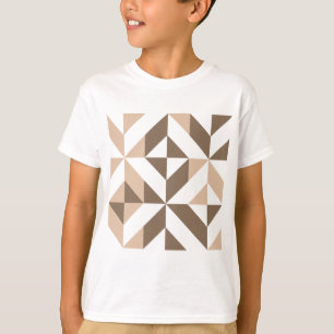 Camiseta Padrão Geométrico de Deco de Coroa Marrom