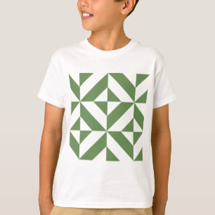 Camiseta Padrão Geométrico de Deco de Grama Escuro