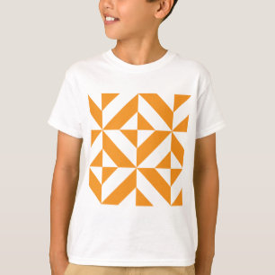 Camiseta Padrão Geométrico de Deco de Laranja Queimado