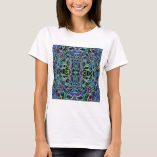 Camiseta Padrão Geométrico de Grama em Azul