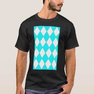 Camiseta Padrão Geométrico De Harlequin Grande Aqua E Branc