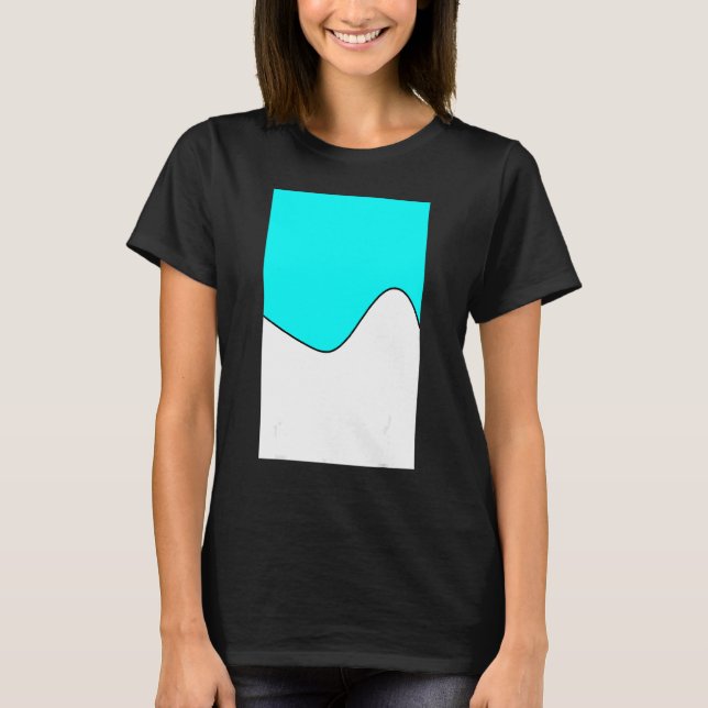 Camiseta Padrão Geométrico De Onda De Dois Tom Aqua E Branc (Frente)