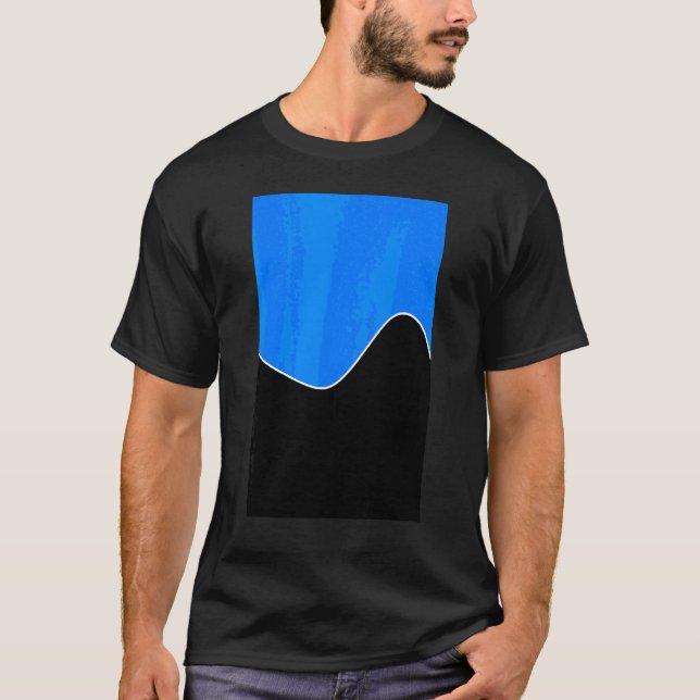 Camiseta Padrão Geométrico De Onda De Dois Tom Azure Azure  (Frente)