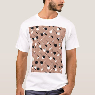 Camiseta Padrão Geométrico de Stripes Marrom Sem Costura