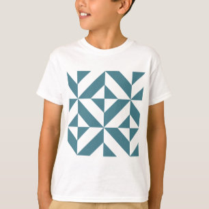 Camiseta Padrão Geométrico do Deco Verde Profundo