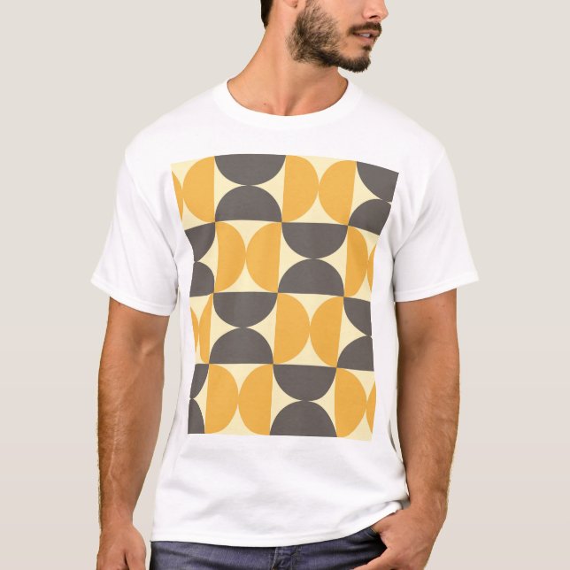 Camiseta Padrão geométrico do estilo moderno do século médi (Frente)