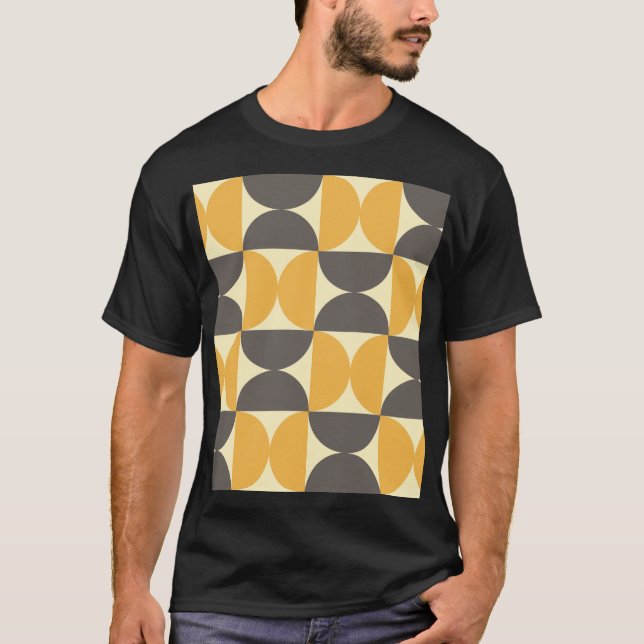 Camiseta Padrão geométrico do estilo moderno do século médi (Frente)