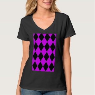 Camiseta Padrão Geométrico Grande De Harlequin Roxo E Preto