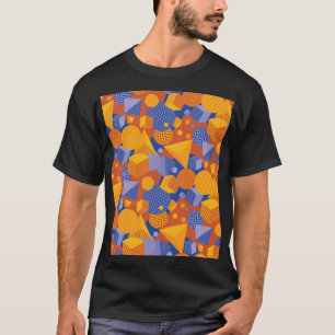 Camiseta Padrão Geométrico Laranja-Laranja Divertido