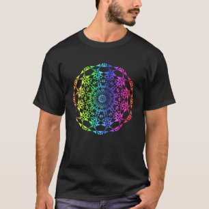 Camiseta Padrão Geométrico Mandala Arco-íris Mulheres Vibra