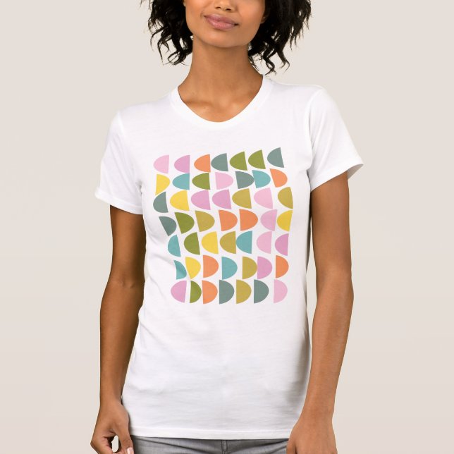 Camiseta Padrão Geométrico Moderno em Cores de Primavera (Frente)