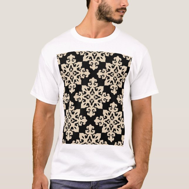 Camiseta Padrão Geométrico Motivo Ornamental Asiático (Frente)
