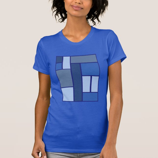 Camiseta Padrão Geométrico Quadrado Azul (Frente)