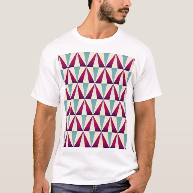 Camiseta Padrão geométrico sem costura do triângulo Vintage (Frente)
