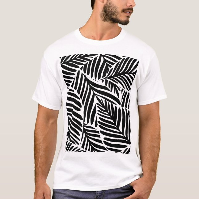Camiseta Padrão Geométrico Sem Vista da Selva Monocromática (Frente)