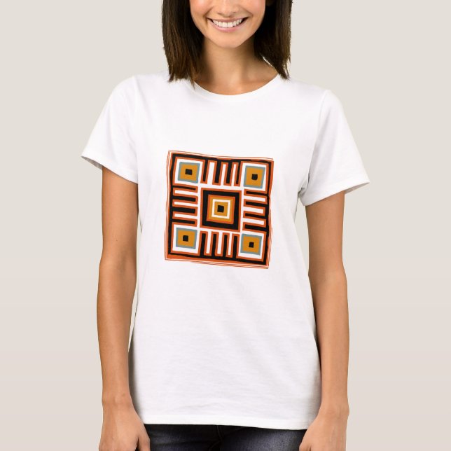 Camiseta Padrão geométrico tribal abstrato africano (Frente)