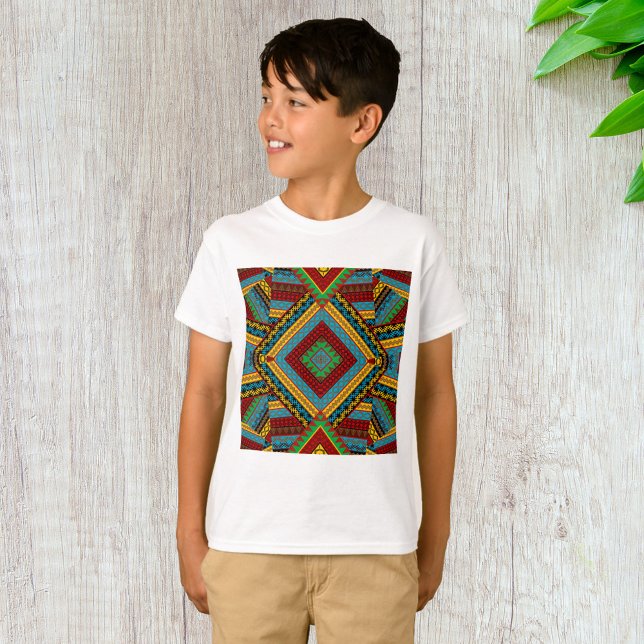 Camiseta Padrão Geométrico Tribal Negrito Boho Étnico Color (Criador carregado)
