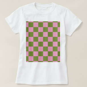 Camiseta Padrão Gingham Verdejado Rosa