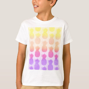 Camiseta Padrão Girly Topical Rainbow Summer Pineapple
