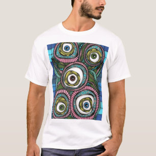 Camiseta Padrão Gráfico Abstrato Monocromático Moderno - Ar
