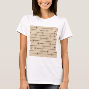 Camiseta Padrão Horizontal Stripe Castanho Khaki Flor Y2K