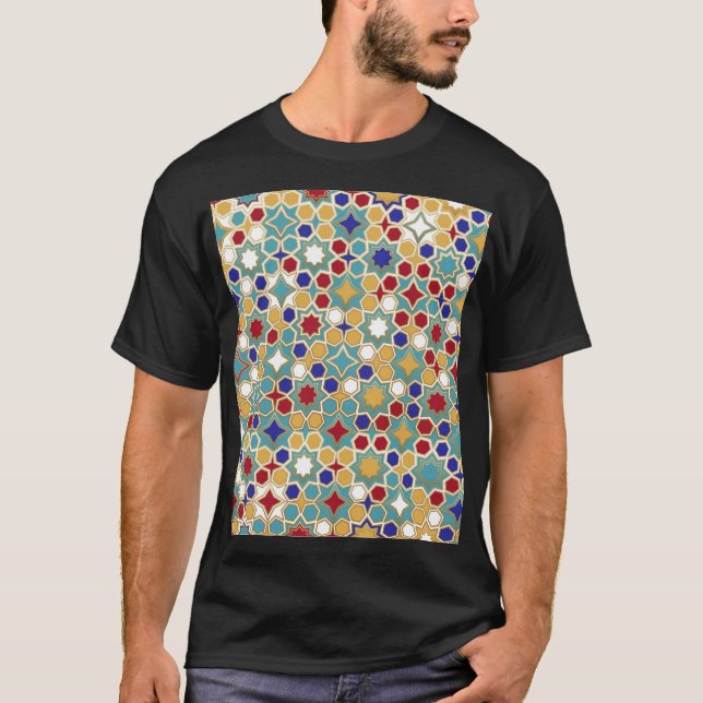 Camiseta Padrão Invisível do Mosaico Islâmico (Frente)
