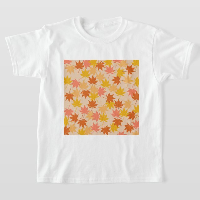 Camiseta Padrão Laranja Castanho Autumn Folhas Florais Y2K (Postura )