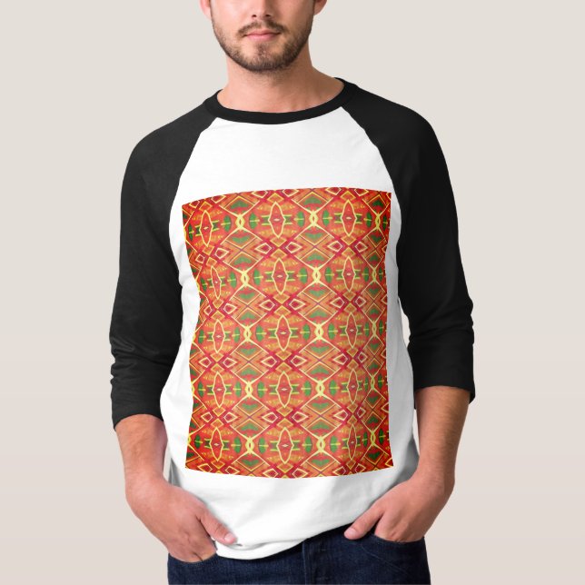 Camiseta Padrão laranja e verde (Frente)
