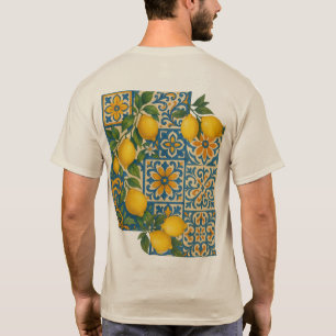 Camiseta Padrão mediterrânico do Azulejo de limão - Design