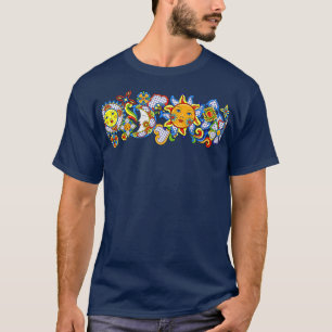 Camiseta Padrão mexicano com lindos artigos de arte ingênuo