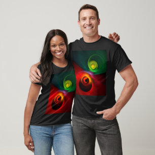 Camiseta Padrão Moderno de Abstrato de Arte Yin Yang Verde 