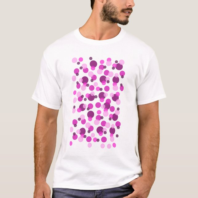 Camiseta Padrão moderno de Bolinhas rosa e roxo da tendênci (Frente)