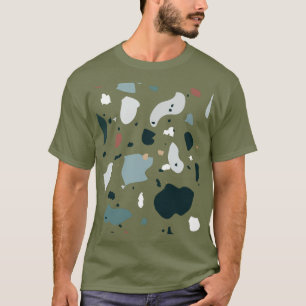 Camiseta Padrão Moderno de Terrazzo – Mar Abstrato de Meado