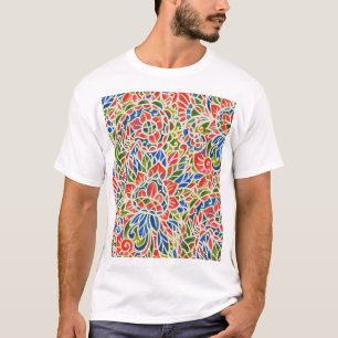 Camiseta Padrão Multicolor Paisley Impressão Batik