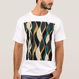 Camiseta Padrão ondulado abstrato, colorido.