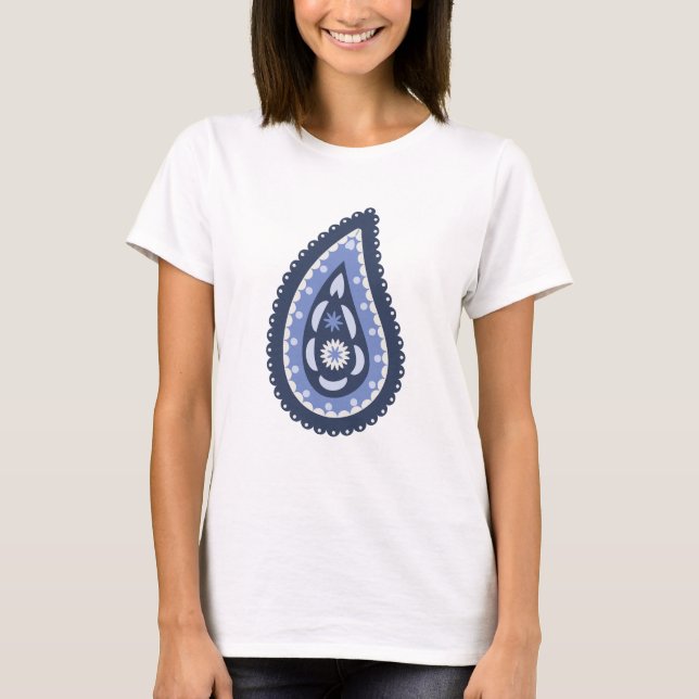 Camiseta Padrão Paisley Azul (Frente)