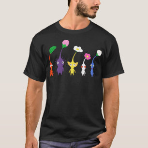 Camiseta padrão pikmin agudo azul