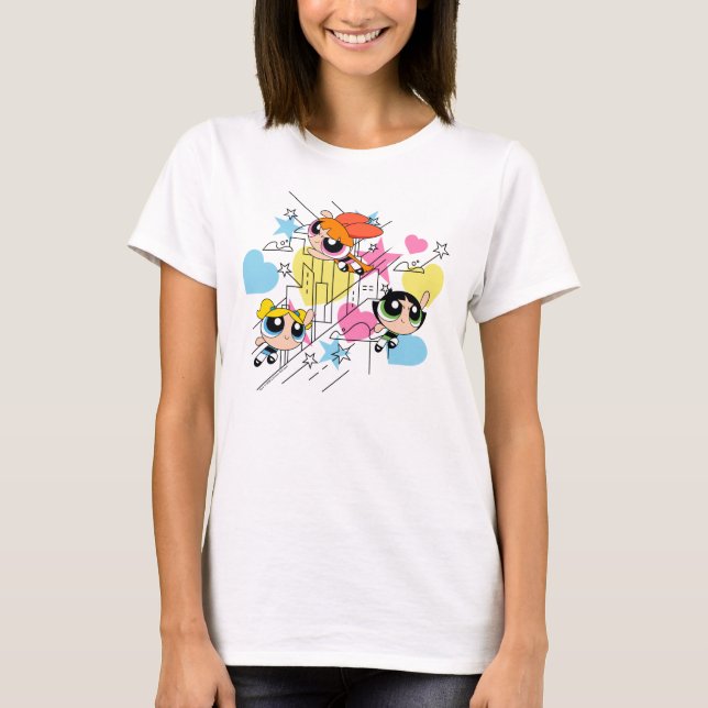 Camiseta Padrão Powerpuff Girls Townsville (Frente)