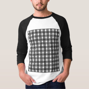 Camiseta Padrão preto e branco Xadrez geometria tartã