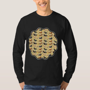Camiseta Padrão primavera Dachshund Com Flores