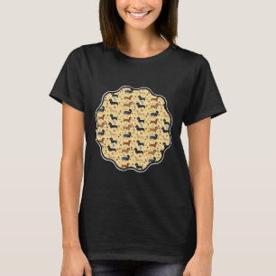 Camiseta Padrão primavera Dachshund Com Flores
