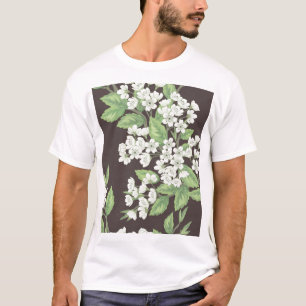Camiseta padrão primavera, ramos verdes sem soldadura.
