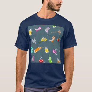 Camiseta padrão raster com vinho de coquetel cerveja de vid