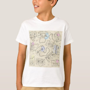 Camiseta Padrão Retro de Fita Cassete Nostálgico dos Anos 8