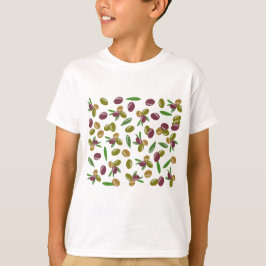 Camiseta Padrão Rustic Olive and Olive Leaves