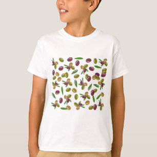 Camiseta Padrão Rustic Olive and Olive Leaves