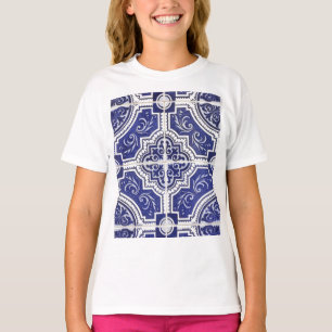 Camiseta Padrão Rustic Vintage - Azulejos Portugueses - Az