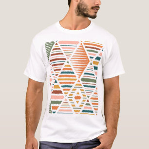 Camiseta Padrão Seamless Argyle Tribal Étnico