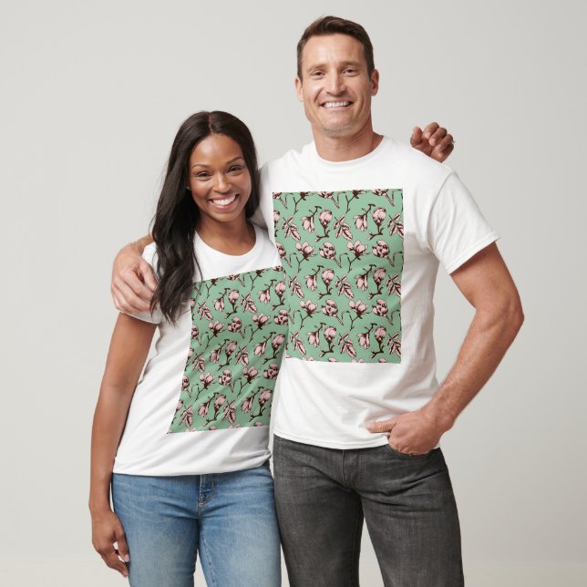 Camiseta Padrão sem costura com botões de flores de primave (Unissex)